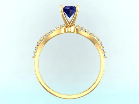 Diamond ring - Women ring - Center stone ring - N715 3D Print Model