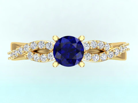 Diamond ring - Women ring - Center stone ring - N715 3D Print Model