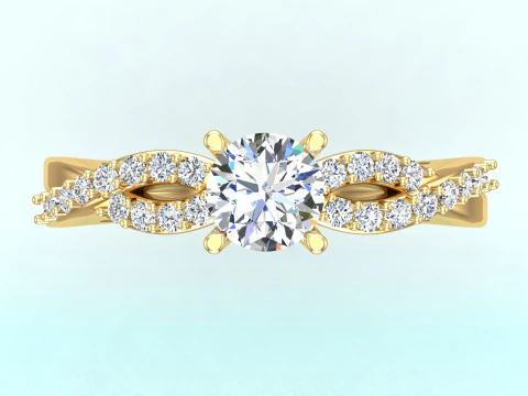 Diamond ring - Women ring - Center stone ring - N715 3D Print Model