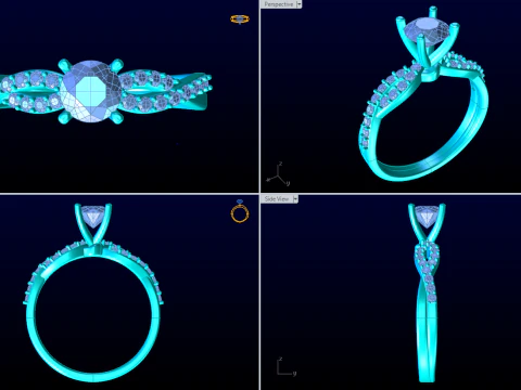 Diamond ring - Women ring - Center stone ring - N715 3D Print Model