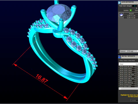 Diamond ring - Women ring - Center stone ring - N715 3D Print Model