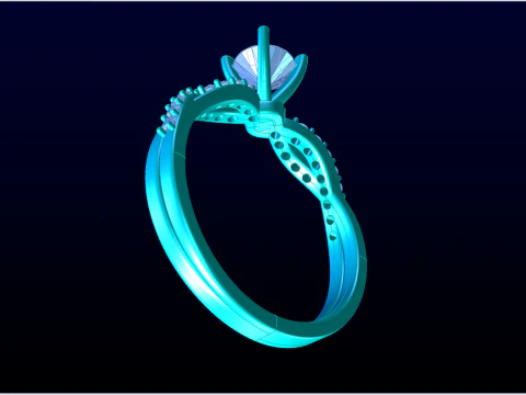 Diamond ring - Women ring - Center stone ring - N715 3D Print Model