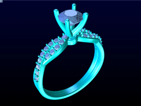 Diamond ring - Women ring - Center stone ring - N715 3D Print Model