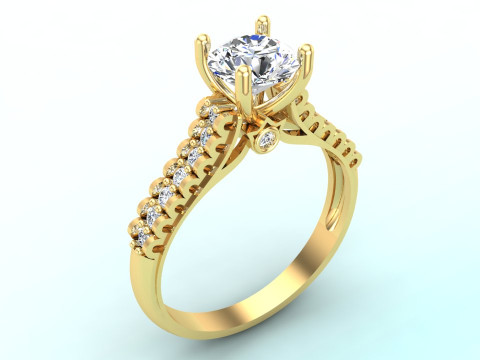 Diamond ring - Women ring - Center stone ring - N825 3D Print Model