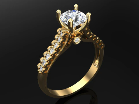 Diamond ring - Women ring - Center stone ring - N825 3D Print Model