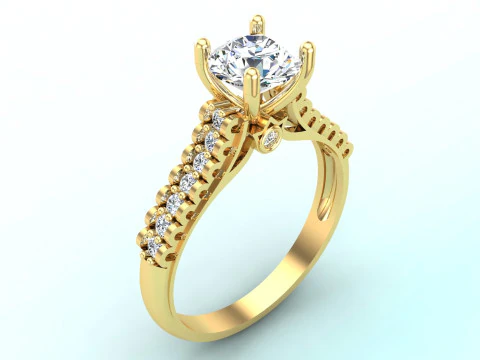 Diamond ring - Women ring - Center stone ring - N825 3D Print Model