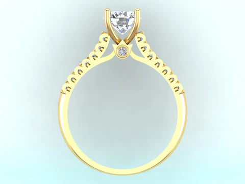 Diamond ring - Women ring - Center stone ring - N825 3D Print Model