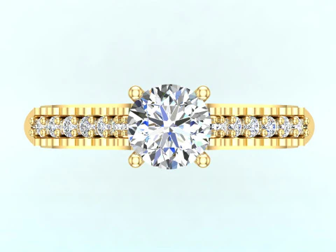 Diamond ring - Women ring - Center stone ring - N825 3D Print Model