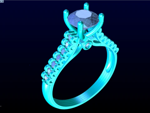 Diamond ring - Women ring - Center stone ring - N825 3D Print Model