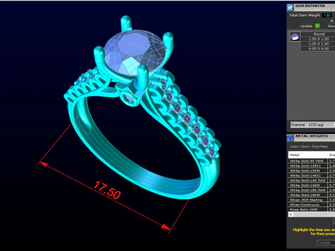 Diamond ring - Women ring - Center stone ring - N825 3D Print Model