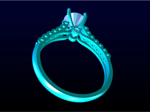Diamond ring - Women ring - Center stone ring - N825 3D Print Model