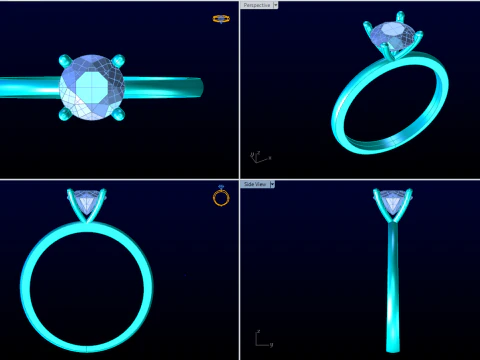 Diamond ring - Women ring - Center stone ring - N840 3D Print Model