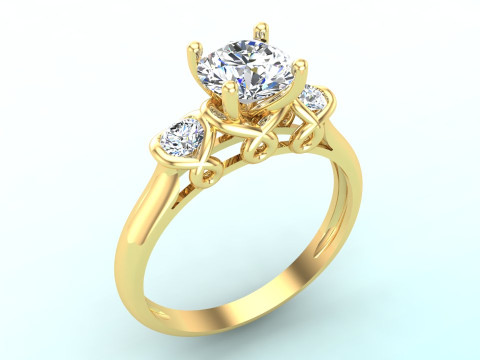 Diamond ring - Women ring - Center stone ring - N906 3D Print Model