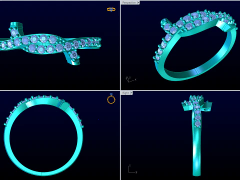 Diamond ring - Womens ring - Infinity ring - N909 3D Print Model
