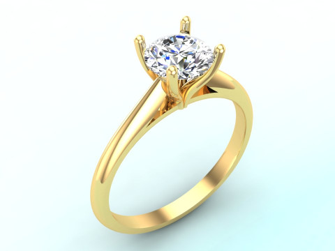 Diamond ring - Women ring - Center stone ring - N917 3D Print Model