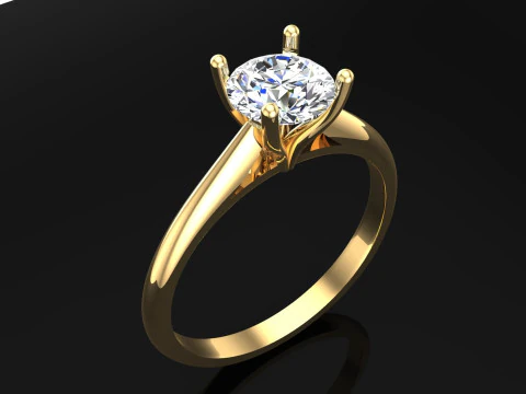 Diamond ring - Women ring - Center stone ring - N917 3D Print Model