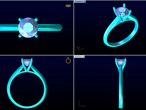 Diamond ring - Women ring - Center stone ring - N917 3D Print Model