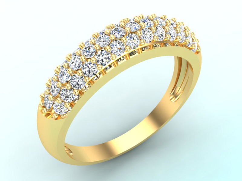 Pırlanta y&uuml;z&uuml;k - Bayan y&uuml;z&uuml;k - &Uuml;&ccedil; sıra taşlı y&uuml;z&uuml;k - N923 3D Baskı Modeli .c4d .max .obj .3ds .fbx .stl .blend 