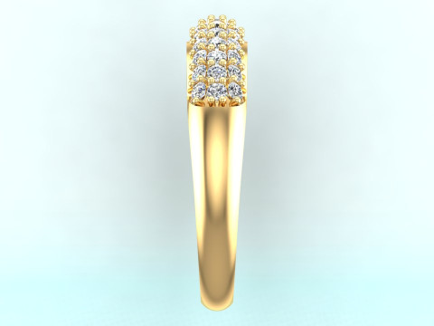 Pırlanta y&uuml;z&uuml;k - Bayan y&uuml;z&uuml;k - &Uuml;&ccedil; sıra taşlı y&uuml;z&uuml;k - N923 3D Baskı Modeli