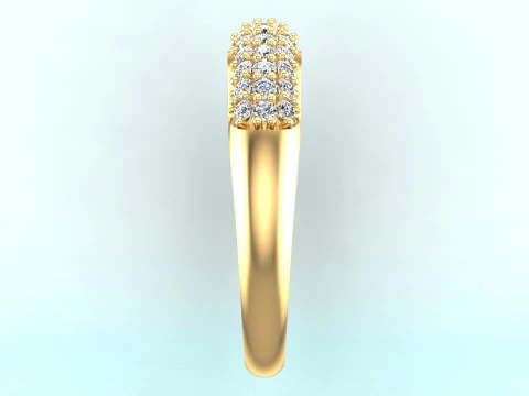 Diamond ring - Womens ring - Three rows of stones ring - N923 3D Print Model