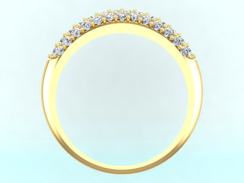 Pırlanta y&uuml;z&uuml;k - Bayan y&uuml;z&uuml;k - &Uuml;&ccedil; sıra taşlı y&uuml;z&uuml;k - N923 3D Baskı Modeli