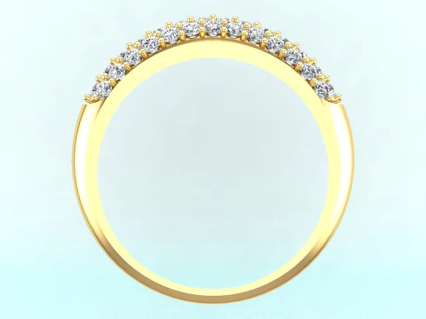 Diamond ring - Womens ring - Three rows of stones ring - N923 3D Print Model
