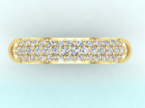 Pırlanta y&uuml;z&uuml;k - Bayan y&uuml;z&uuml;k - &Uuml;&ccedil; sıra taşlı y&uuml;z&uuml;k - N923 3D Baskı Modeli