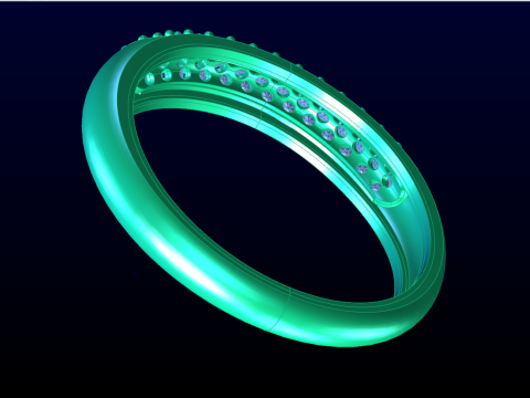 Pırlanta y&uuml;z&uuml;k - Bayan y&uuml;z&uuml;k - &Uuml;&ccedil; sıra taşlı y&uuml;z&uuml;k - N923 3D Baskı Modeli