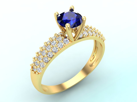 Diamond ring - Women ring - Center stone ring - N941 3D Print Model