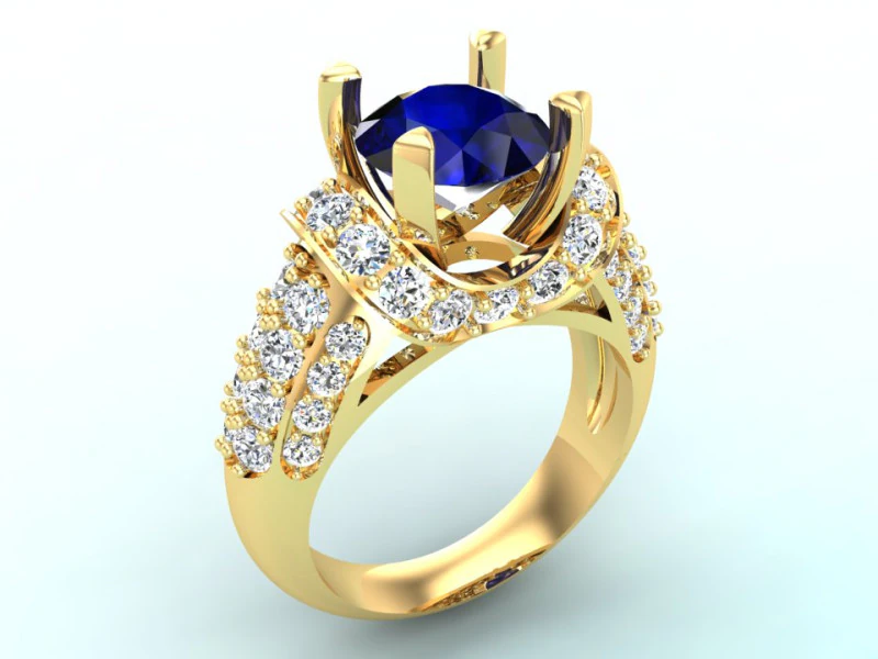 Cincin berlian - Cincin wanita - Cincin batu tengah - N1125 Model Cetak 3D .c4d .max .obj .3ds .fbx .stl .blend