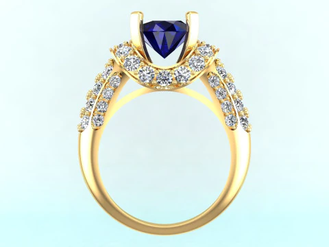 Cincin berlian - Cincin wanita - Cincin batu tengah - N1125 Model Cetak 3D
