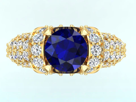 Cincin berlian - Cincin wanita - Cincin batu tengah - N1125 Model Cetak 3D