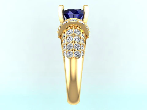Cincin berlian - Cincin wanita - Cincin batu tengah - N1125 Model Cetak 3D