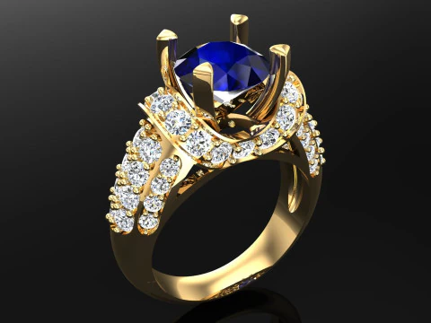 Cincin berlian - Cincin wanita - Cincin batu tengah - N1125 Model Cetak 3D