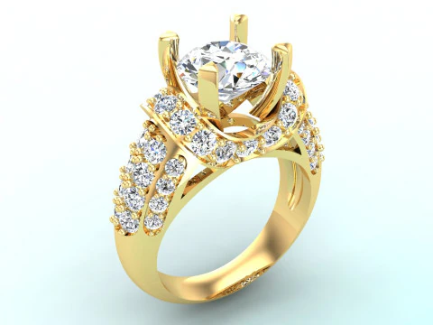Cincin berlian - Cincin wanita - Cincin batu tengah - N1125 Model Cetak 3D