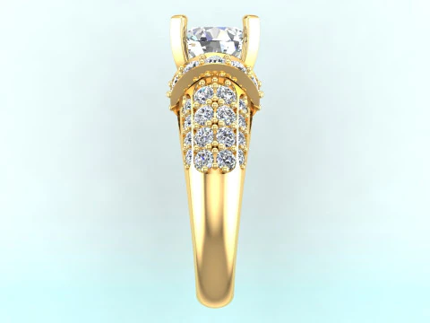 Cincin berlian - Cincin wanita - Cincin batu tengah - N1125 Model Cetak 3D
