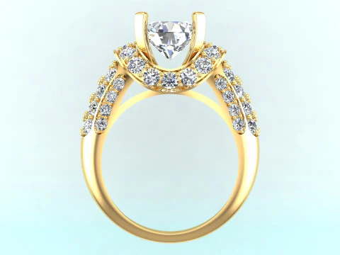 Cincin berlian - Cincin wanita - Cincin batu tengah - N1125 Model Cetak 3D