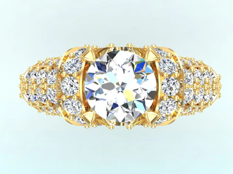 Cincin berlian - Cincin wanita - Cincin batu tengah - N1125 Model Cetak 3D