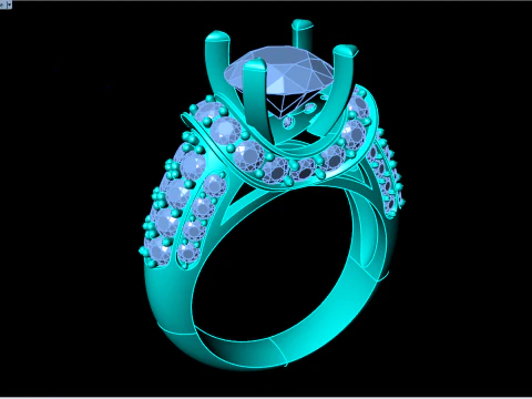 Cincin berlian - Cincin wanita - Cincin batu tengah - N1125 Model Cetak 3D