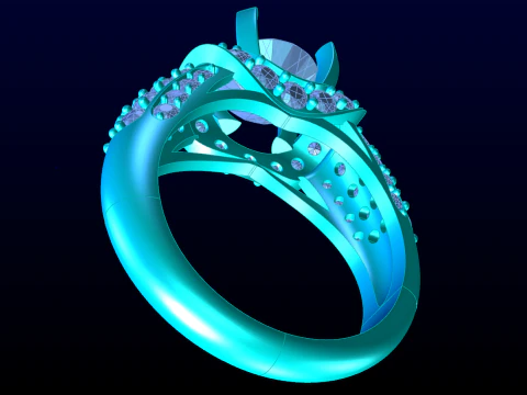 Cincin berlian - Cincin wanita - Cincin batu tengah - N1125 Model Cetak 3D