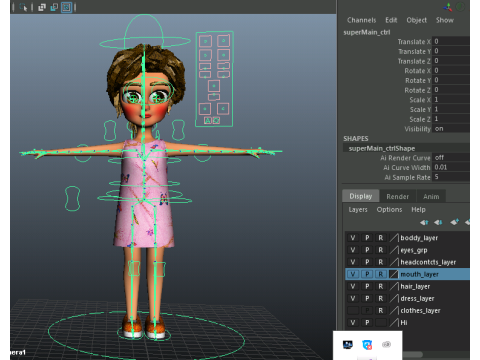 Rigged 3D Character for Maya and 3ds Max with Custom Attributes 3D मॉडल