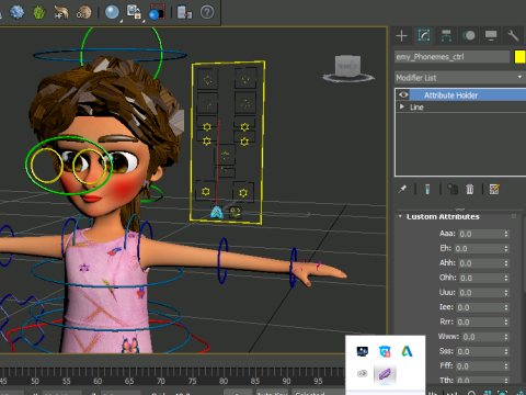 Rigged 3D Character for Maya and 3ds Max with Custom Attributes 3D मॉडल