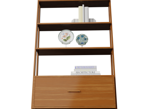 Realistic 3D Bookcase 3D Model