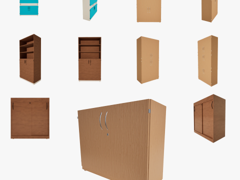 3D Bedroom Furniture Pack 2-Door Wardrobes with PBR Textures Multi-Size 3D 모델