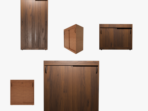 Wooden cupboard pack PBR Textures Blend FBX OBJ Modelo 3D