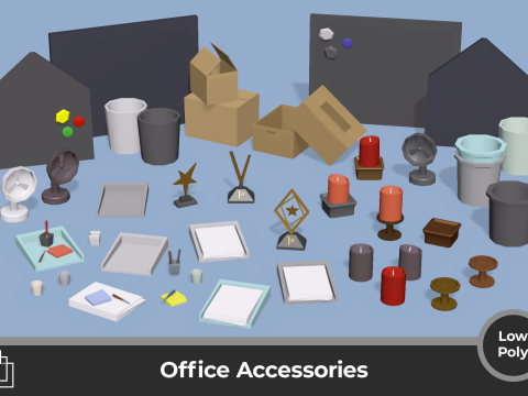 Office - Low Poly House Items Model 3D