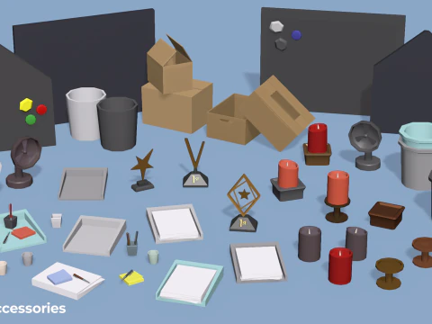 Office - Low Poly House Items 3D Model