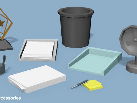 Office - Low Poly House Items Modèle 3D