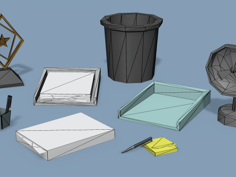 Office - Low Poly House Items Modèle 3D