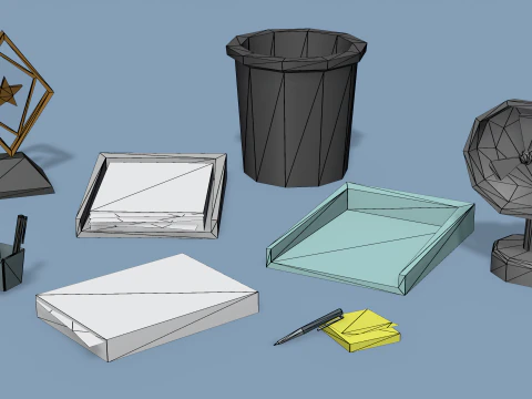Office - Low Poly House Items 3D Model